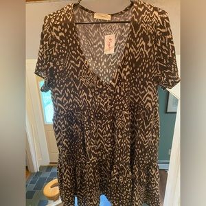 Brown and cream patterned dress